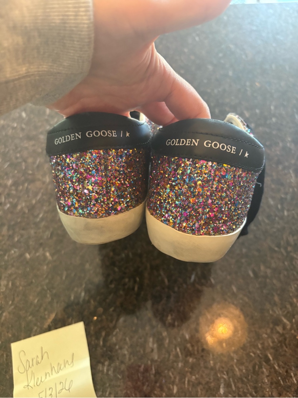 Golden Goose Multicolor Glitter Sneakers with Pink Star - Picture 3 of 5